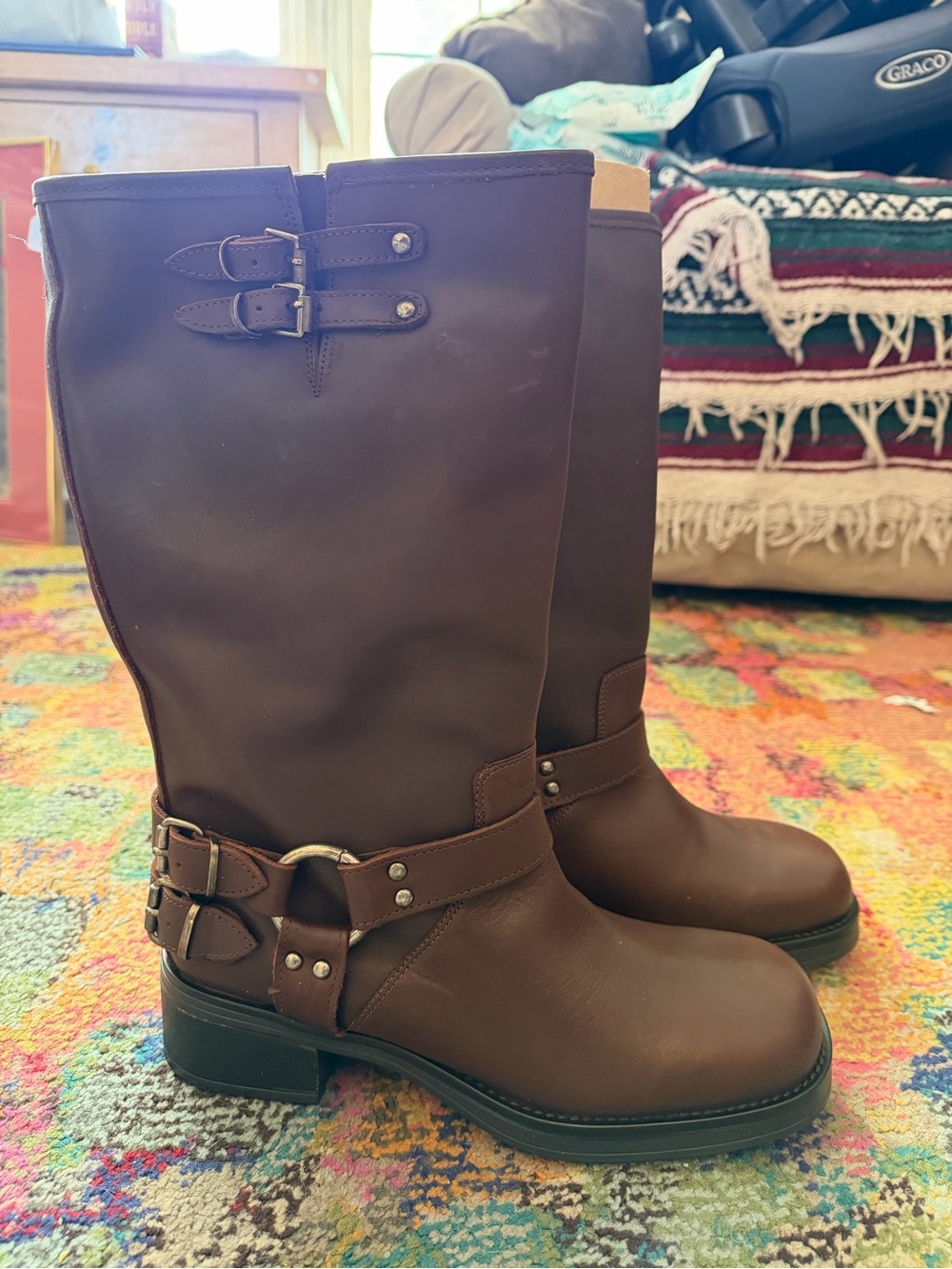 Steve Madden Astor Brown Leather Moto Boots Size 10 NWOT